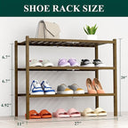 Smiry Shoe Rack, 3 Tier Thick Bamboo Shoe Organizer, Stackable Free Standing Wooden Shoe Storage Shelf for Closet, Entryway, 
