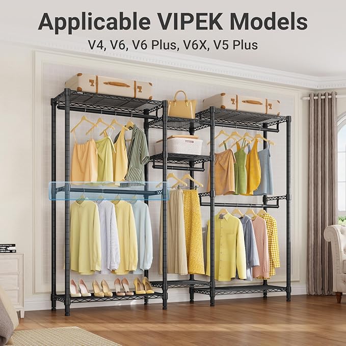 VIPEK Expandable Closet Rod with Hanger Rail Suitable for 24"-41" Wire Shelf Clothes Rack Adjustable Metal Heavy Duty Hanging