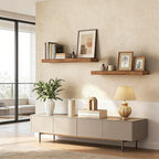 23.6 inch Rustic Brown Floating Shelves Set of 2, Solid Wood Wall Mounted Shelves, Heavy Duty Display Storage Shelves for Bed