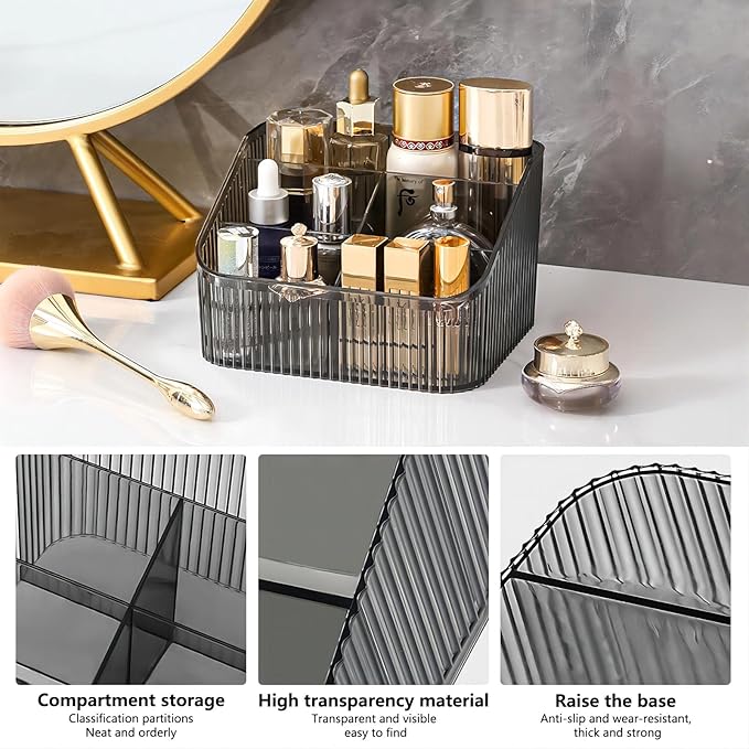 DASITON Large Capacity Makeup Brush Holder,5 Slot Makeup Brush Cup,Vintage striped Make Up Brush Holder,for Vanity Decor,Bath