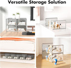 Foluck Shoe Storage Box, 15 Pack Clear Plastic Stackable Shoe Organizer for Closet, Interlocking Design Shoe Container Bins f