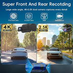Mirror Dual Dash Camera for Car, Dashcam 4K Front 2.5K IMX335 Rear View/ADAS BSD LCA Wi-Fi&APP WDR Night Vision G-Sensor Loop