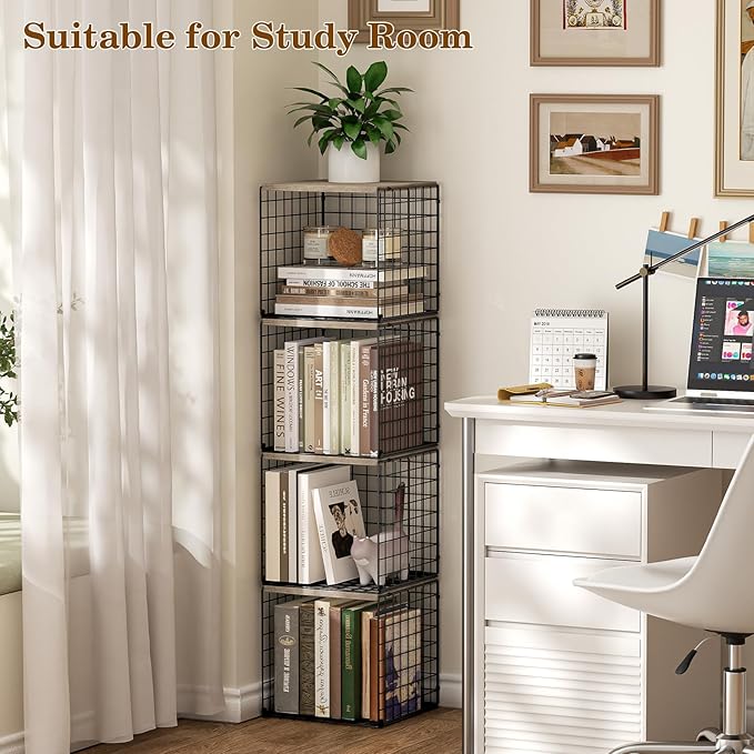 Dmevkic 2 Cube Small Bookcase,Bookshelf for Small Spaces Book Shelf,12.2 x 12.2 x 12, DIY Variable Stackable Cube Storage for