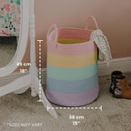 OrganiHaus Large Rainbow Woven Laundry Basket w/Handles 52L, Decorative Toy Storage Bin for Nursery, Colorful Blanket Basket 