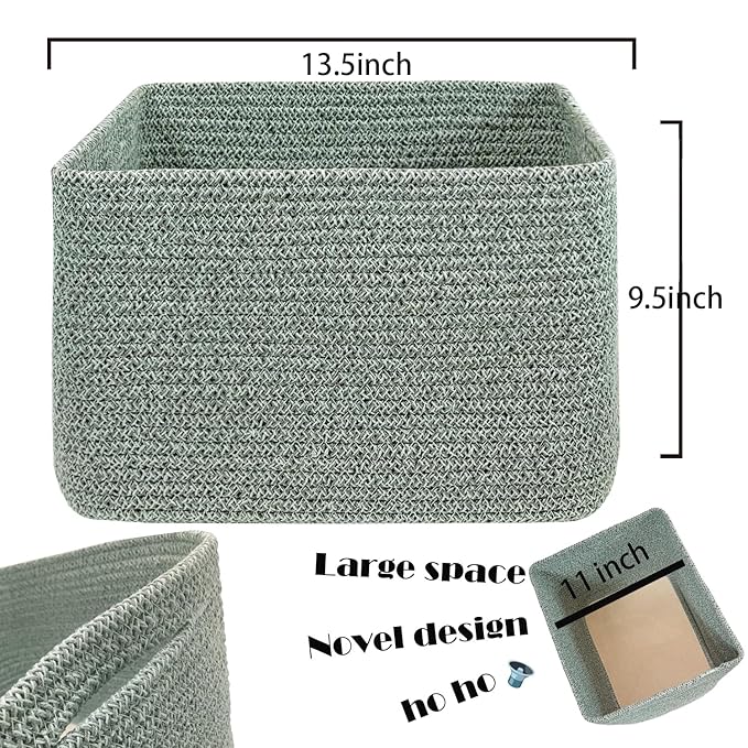 COMFY-HOMI 3Pack Small Woven Cotton Rope Basket for Organizing, Gift Baskets for Handles, Empty Gift Baskets, Medium Rope Bas