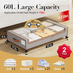 Yecaye Beige Under Bed Storage and Grey Under Bed Storage with Wheels