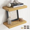 16 Inch Floating Shelves for Wall Set of 2, 8"D Wood Grain Bathroom Shelves with Invisible Brackets, Easy Install Engineered 
