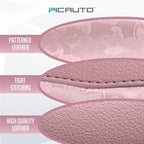 PIC AUTO Steering Wheel Cover, Pink Patterned Leather Patchwork Design, Universal Fit 14.5"–15.5", Anti-Slip, Odor-Free, Soft