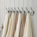 Dseap Coat Rack Wall Mount - 29.5” Long 8-Tri-Hooks Heavy Duty Coat Hanger Rail Wall Hooks for Hanging Coats Hats Clothing Cl