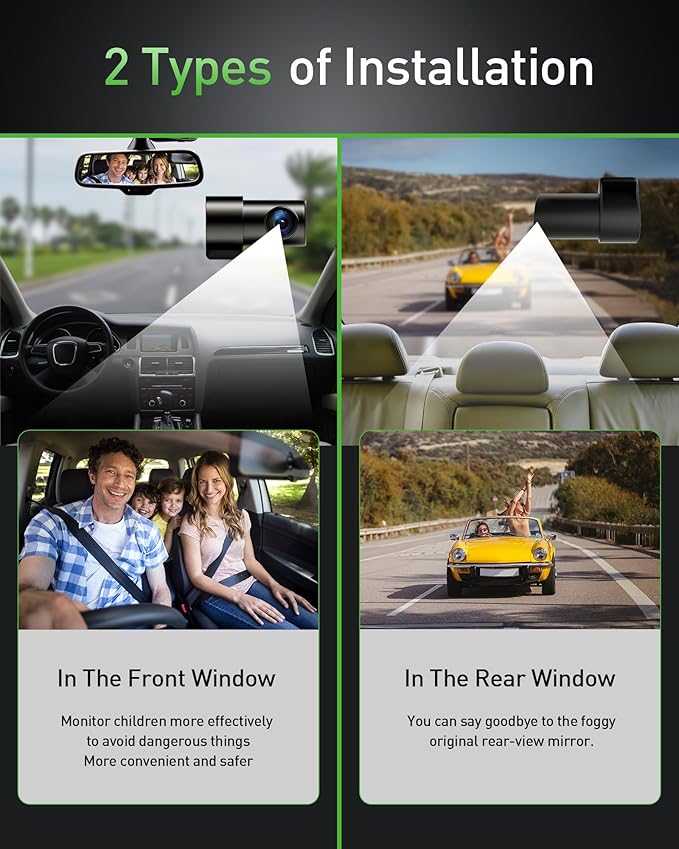 Dash Cam Front and Rear,4K+1080P WiFi Dual Dash Camera for Cars with App, 3" IPS Dashboard Camera Recorder,Night Vision,24H/7