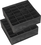 Simple Houseware 2 Pack Closet Sock Organizer, 24 Cell Drawer Divider, Black