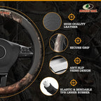 Mossy Oak Full Camo Steering Wheel Cover - Made from Premium Leather, Universal Fit for 14 1/2 to 15 inches - Official Licens