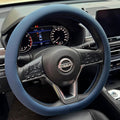 PINCTROT D Shaped Nappa Leather Steering Wheel Cover, Slim Fit No Bulk Design, One Piece Leather with Breathable Perforation,