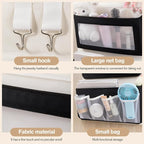 Over Door Storage Organizer, Multi-Pocket Hanging Organizer with Mesh Pockets, Wall Mount Storage Bags, Black and White (blac