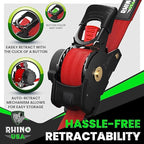 Rhino USA Retractable Ratchet Straps (4-Pack) - 1 Inch x 10 Feet (1,209lb Break Strength) - Auto Self Retracting Tie Down Straps for Truck, Cargo Trailer, Motorcycle, ATV, UTV - Red