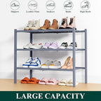 Smiry Shoe Rack, 3 Tier Thick Bamboo Shoe Organizer, Stackable Free Standing Wooden Shoe Storage Shelf for Closet, Entryway, 