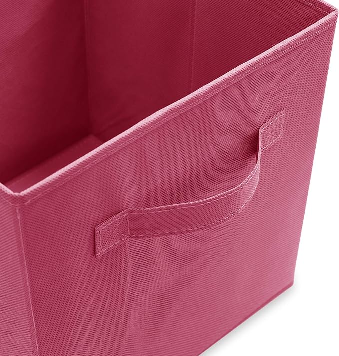 Casafield Set of 6 Collapsible Fabric Cube Storage Bins, Hot Pink - 11" Foldable Cloth Baskets for Shelves, Cubby Organizers 