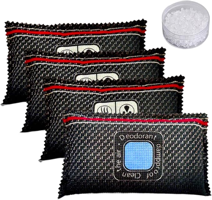 4 Pack Dehumidifier Bags, 400g Reusable Humidity Absorber Portable Anti Fog Car Dehumidifier for Vehicle, New Home,