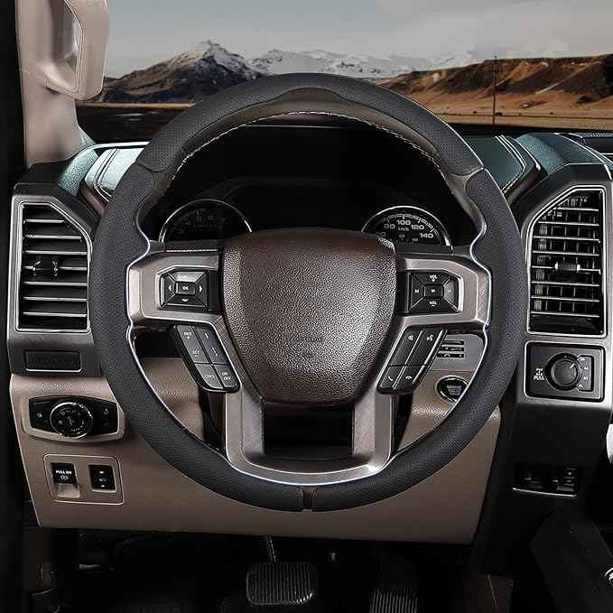 Steering Wheel Cover for Ford F150 2015-2020/ F250 2017-2022/ F350 2017-2022/ F450 2017-2022/ F550 2017-2022/ Ford Expedition 2018-2021 Steering Wheel Protector for Ford Steering Wheel Accessories