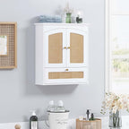Spirich Bathroom Cabinet Wall Mount, Boho Medicine Cabinet for Bathroom, Over The Toilet Storage Cabinet with Rattan Doors an