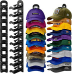 2 Pack Hat Organizer for Baseball Caps, Hat Rack for Wall Hold Up to 20 Hats, Hat Holder with Strong Adhesive and Screws, Hat