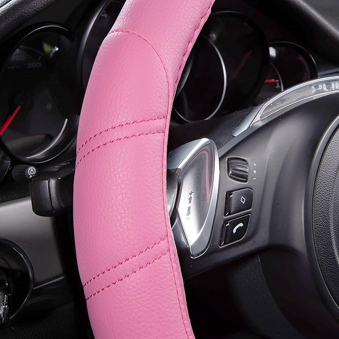 CAR PASS Line Rider Microfiber Leather Sporty 14.5-15 inch Car Steering Wheel Cover Universal Fits for 95% Cars Sedans SUV Tr