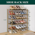 Smiry Bamboo Shoe Rack 5-Tier, Stackable Wooden Shoe Organizer for Entryway & Closet, Free Standing Wood Shoe Storage Shelf f