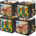 4 Pack Clear Toy Storage Bin with Lids - 12" x 12" Storage Cube Bin Foldable PVC Boxes with Handles, Storage Organizers for T