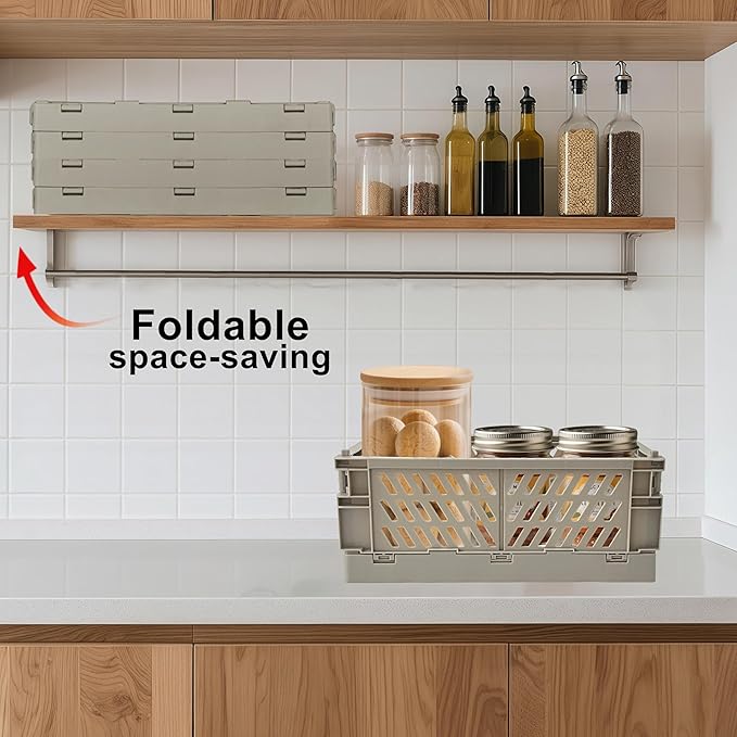 2 Pack Mini Foldable Small Plastic Baskets for Organizing and Storage，Collapsible Storage Crates,Mini Bins for Home Kitchen B