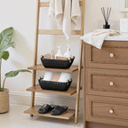 StorageWorks Black Wicker Storage Basket for Organizing with Wooden Handles, Small Woven Basket for Shelf, Toilet Paper, 2-Pa