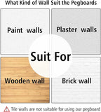 Peg Board Wall Organizer Panels - 6Pcs Black ABS Pegboard Wall Mount for Home, Craft Room, Garage, Kitchen, Workshop, Tool Or
