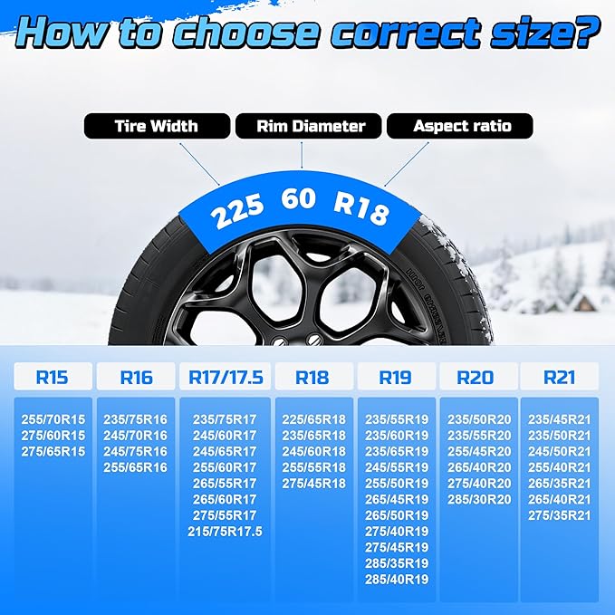Automotive Tightening Snow Chains Tire Chains for Tire Set of 2 With Gloves Winter Accessories SUV Trucks Pickup Winter Emerg