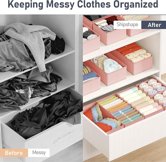 DIMJ Drawer Organizer Clothes Storage - 16 Pack Baby Dresser Organizer for Nursery, Foldable Drawer Dividers for Bedroom Clos