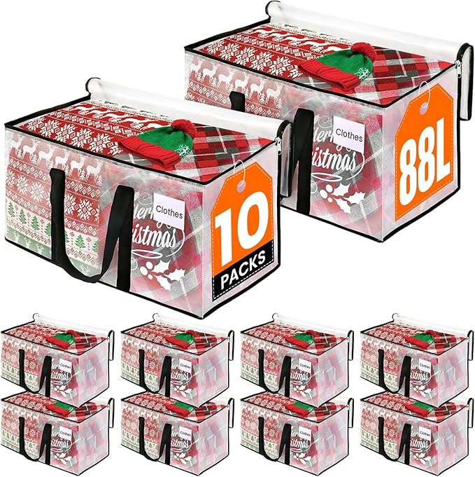 RoomHacks Clear Heavy Duty Extra Large Moving Bags, Reinforced Handle & Double Zipper, Storage Bags Alternative to Moving Box
