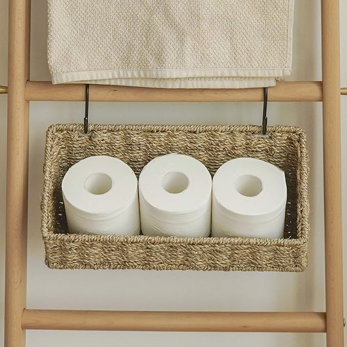 StorageWorks Woven Wall Baskets for Storage, Seagrass Baskets for Shelf, Wall Storage for Kitchen and Bathroom, Hanging Baske