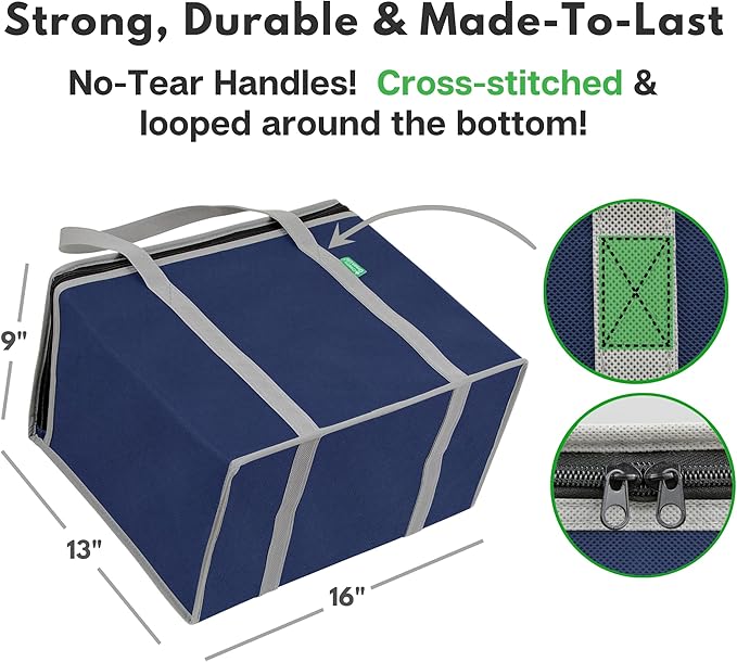 Creative Green Life XL Insulated Reusable Grocery Bags (2-Pack) - Premium Quality Cooler Bags with Hard Bottom Insert, Stands