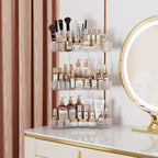 Asayuee 3-Tier Corner Bathroom Counter Organizer with Top Toothbrush Holders,Large Makeup Organizer Countertop with Brush Hol