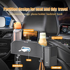 Back Seat Car Organizer,4 in 1 Multifunctional Car Back Seat Storage Box with Trash Can Drink Cup Holder Tissue Box, for Hold Phone,Snacks, Drinks, Handbag-Grid