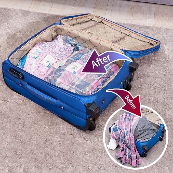 Vacuum Storage Bags, Small Space Saver Sealer Bags, Airtight Compression Bags for Clothes, Pillows, Comforters, Blankets, Bed