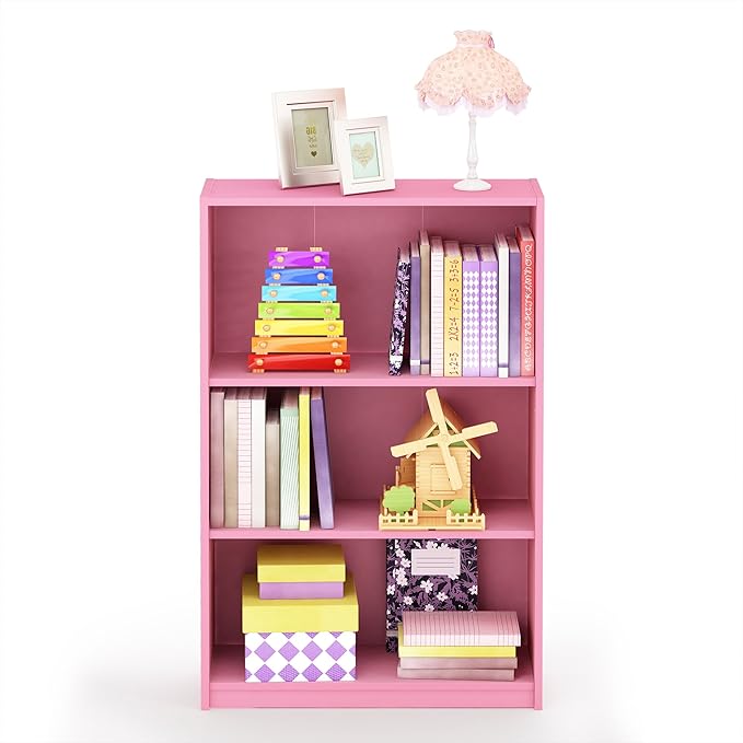 Furinno JAYA Book Shelf, 3-Tier Bookshelf, Bookcase with Adjustable Shelves, 9.5 x 24.5 x 40.3, for Organization and Storage,