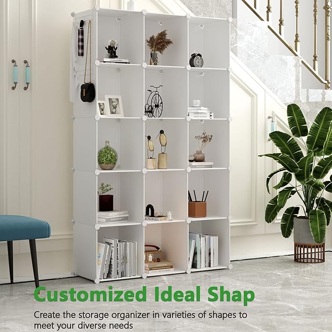 C&AHOME Cube Storage Organizer, 16-Cube Shelves Units, Plastic Storage Cubes, DIY Closet Organizer, Modular Closet Storage Sh
