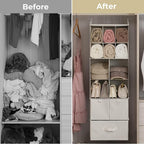 GRANNY SAYS Hanging Closet Organizer with Drawers, 6 Shelf Dividers Closet Hanging Organizer, Portable Foldable Hanging Shelv