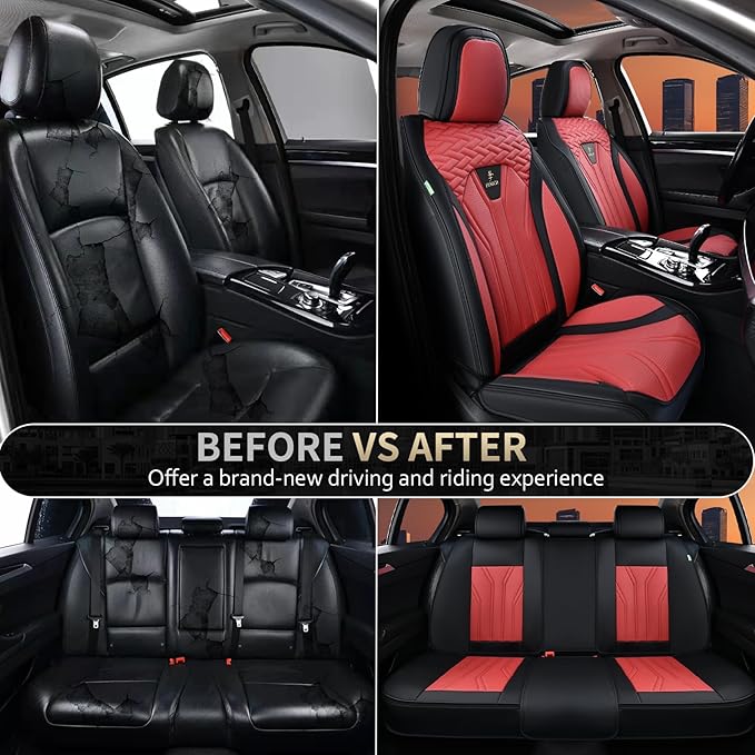 FLORICH Leather Seat Covers, Car Seat Covers Full Set, Car Seat Protectors 5 Seats, Automotive Seat Covers Driver Seat Covers
