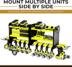 BUILTSTRONG Power Tool Organizer - 6 Drill Holder Wall Mount, 3-Tier Heavy-Duty Hand Tool Storage Rack With 2 Pegboard Sides 