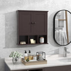 TaoHFE Brown Medicine Cabinets,Bathroom Wall Cabinet with 2 Door Adjustable Shelves,Over The Toilet Storage Cabinet,Espresso 