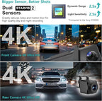 Dual Sony STARVIS 2 IMX678 Sensors 4K+4K Mirror Dash Cam Front and Rear, 12" Smart Rear View Camera with ADAS Blind Spot Detection, Super Night Vision HDR, 5G WiFi GPS, 64GB, 24H Parking
