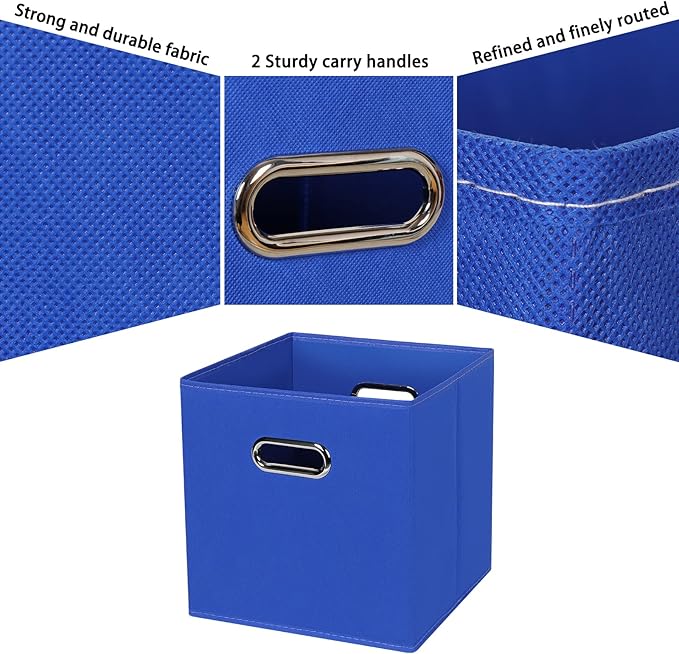 Black Fabric Cubby Storage Bins,13x13x13 Inches ,Cube Organizer Bin Foldable Storage Boxes with Dual Handles Fabric Organizer