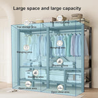 Large Portable Closets for Hanging Clothes | Heavy Duty Clothes Rack with Cover Foldable | Max Load 1000LBS Portable Wardrobe