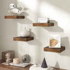 Axeman Square Floating Shelves for Wall, 8" W x 8" D x 1.4" H Rustic Wooden Wall Shelves, 4 Pack Wall Mounted Floating Shelf 