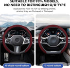 Frani Nappa Leather Steering Wheel Cover,Universal Fit 15 Inch-Premium Non-Slip Breathable Comfort Grip for Cars Trucks SUVs,Anti-Slip Durable Interior Upgrade Wine Red
